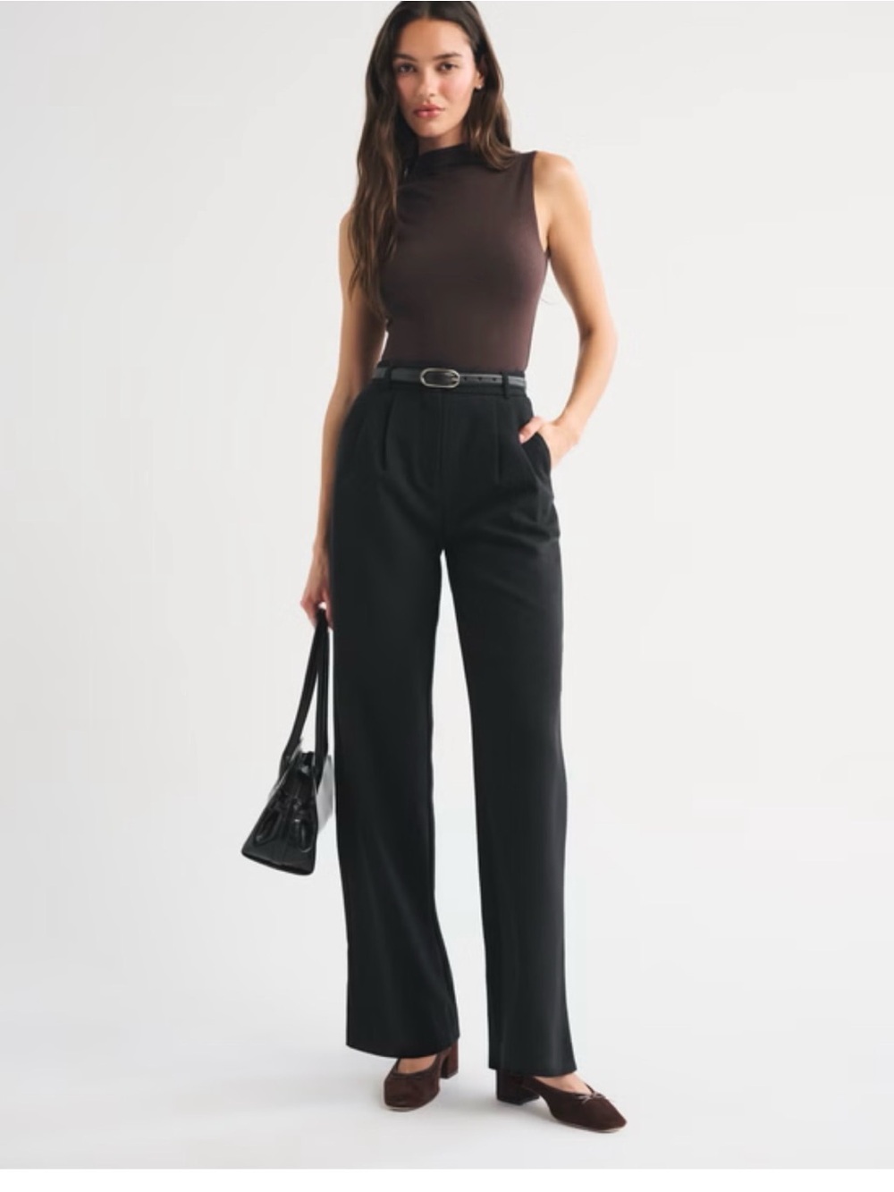 Abercrombie & Fitch Sloane Tailored Wide Leg Pant in Black size 28